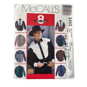 90s McCalls 2453 Mens Western Shirt Sewing Pattern Size XXXL Vintage 1999 UNCUT